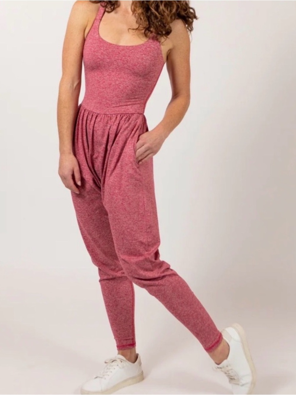 Imbodhi Bodhi Jumper Women's Small Racerback Harem Drop Crotch Jumpsuit Coral